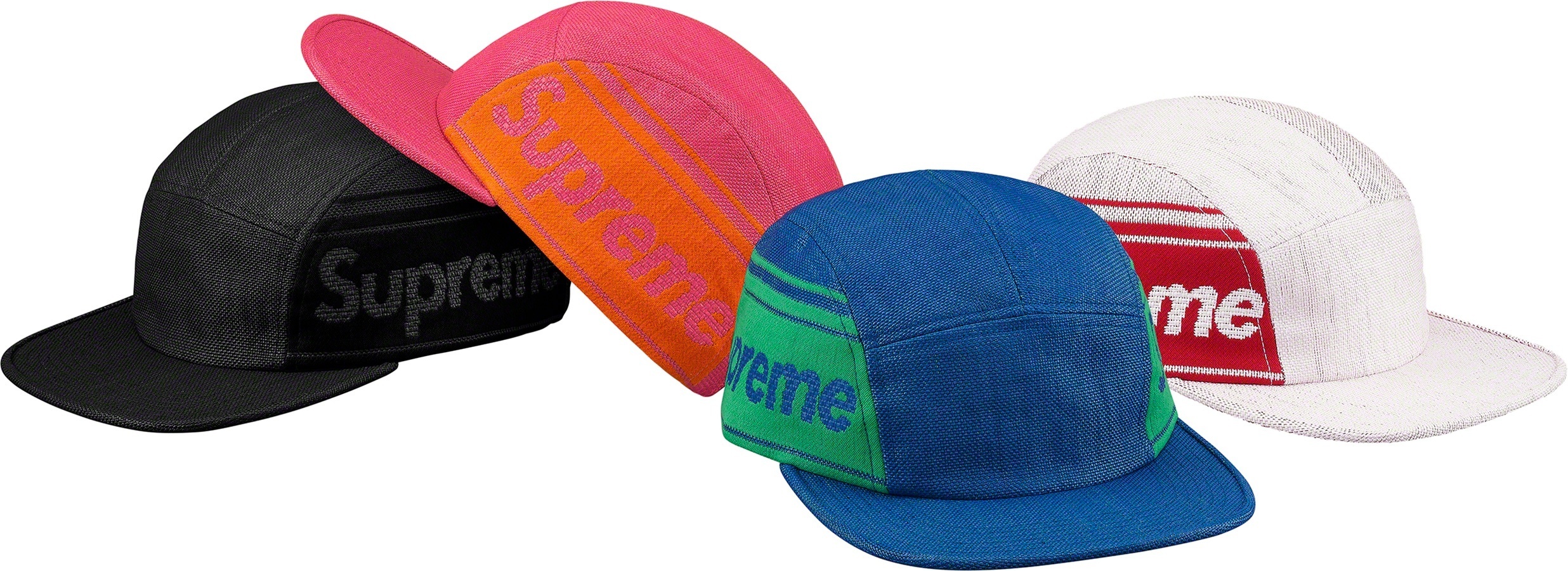Raffia Woven Logo Camp Cap